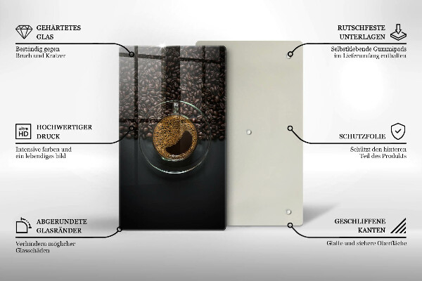 Deska kuchenna szklana Kawa i ziarna