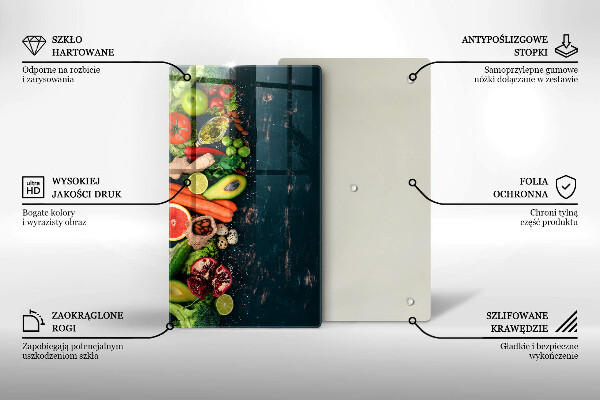 Deska kuchenna szklana Owoce i warzywa