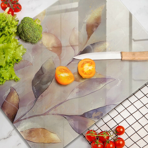 Deska kuchenna szklana Malowane boho liście