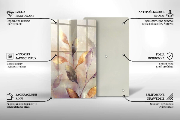 Deska kuchenna szklana Malowane boho liście