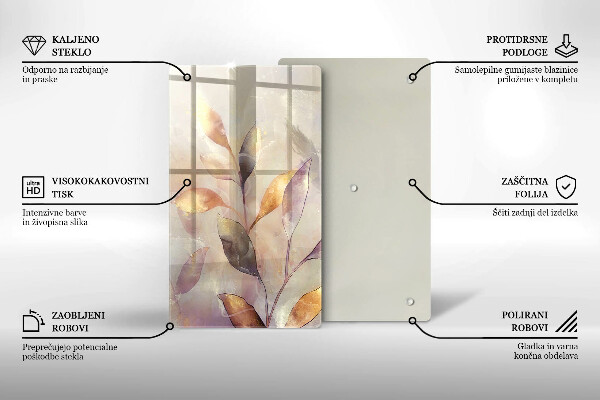 Deska kuchenna szklana Malowane boho liście