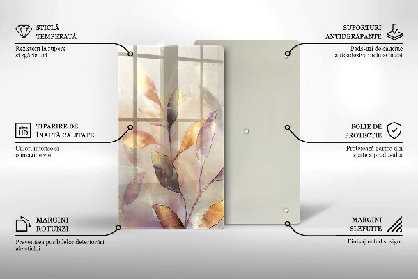 Deska kuchenna szklana Malowane boho liście