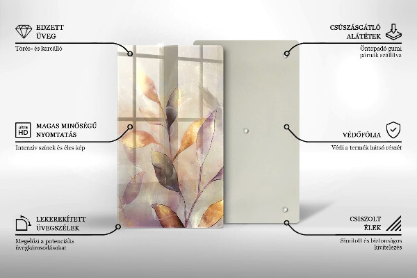 Deska kuchenna szklana Malowane boho liście