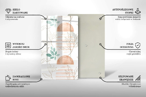 Deska kuchenna szklana Boho wzór liście