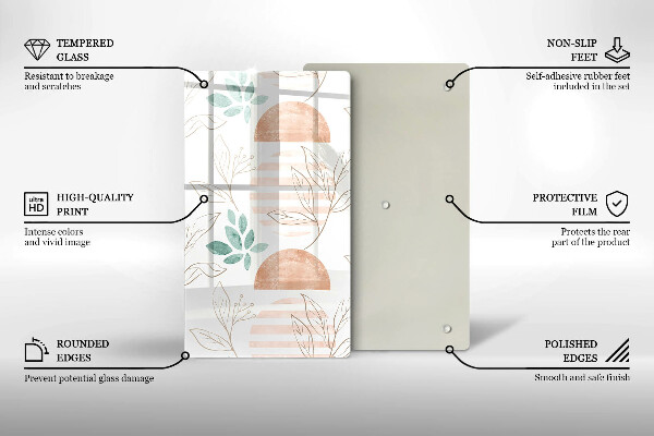 Deska kuchenna szklana Boho wzór liście