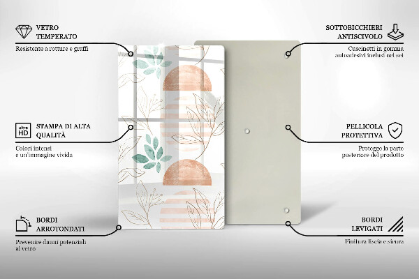 Deska kuchenna szklana Boho wzór liście