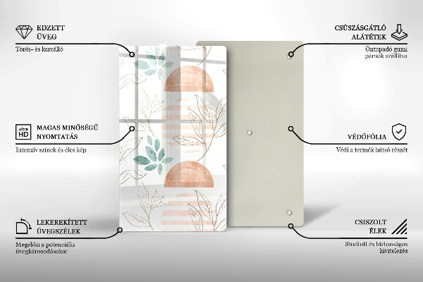 Deska kuchenna szklana Boho wzór liście