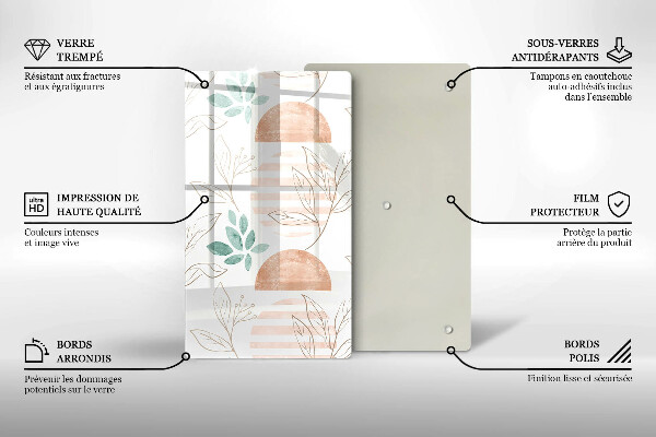 Deska kuchenna szklana Boho wzór liście