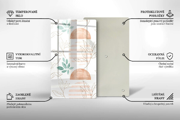 Deska kuchenna szklana Boho wzór liście