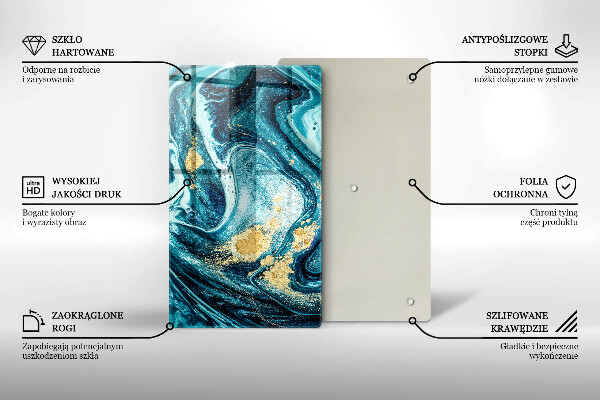 Deska kuchenna szklana Błękitna abstrakcja złoto