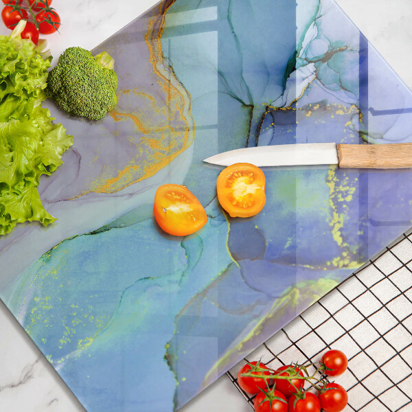 Deska kuchenna szklana Pęknięty kamień złoto