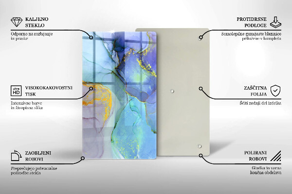 Deska kuchenna szklana Pęknięty kamień złoto