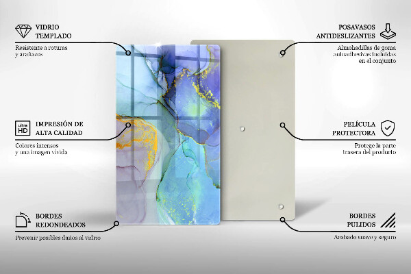 Deska kuchenna szklana Pęknięty kamień złoto