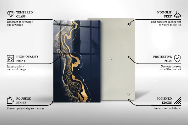 Deska kuchenna szklana Abstrakcja złote linie