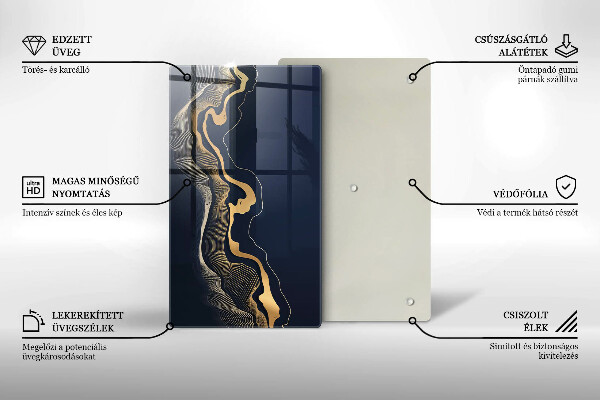 Deska kuchenna szklana Abstrakcja złote linie