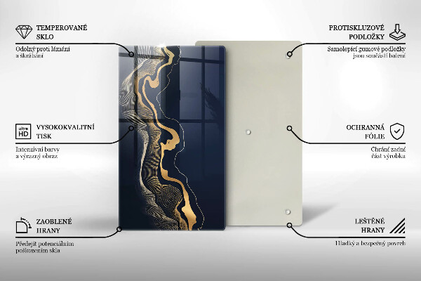 Deska kuchenna szklana Abstrakcja złote linie