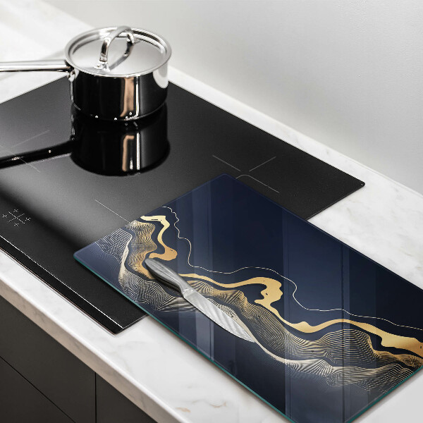 Deska kuchenna szklana Abstrakcja złote linie