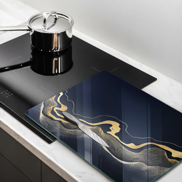 Deska kuchenna szklana Abstrakcja złote linie