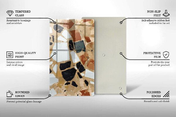 Deska kuchenna szklana Ozdobne kamienie płyta