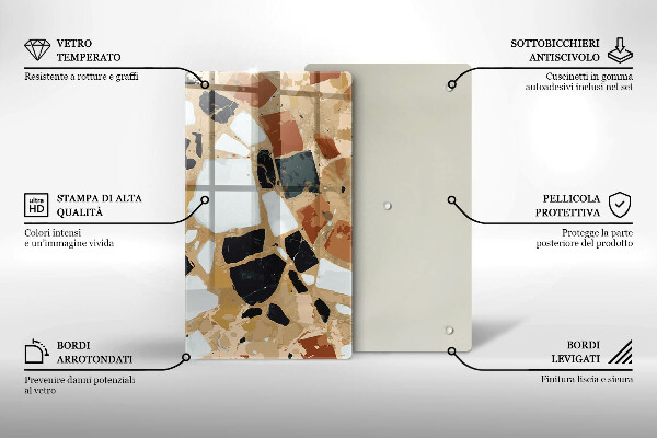 Deska kuchenna szklana Ozdobne kamienie płyta