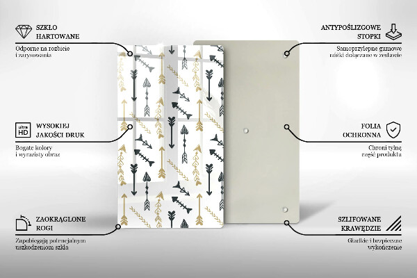 Deska kuchenna szklana Wzór boho strzałki