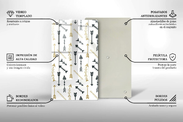 Deska kuchenna szklana Wzór boho strzałki