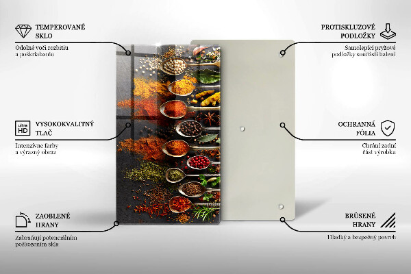 Deska kuchenna szklana Łyżki z przyprawami