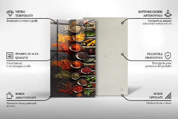 Deska kuchenna szklana Łyżki z przyprawami