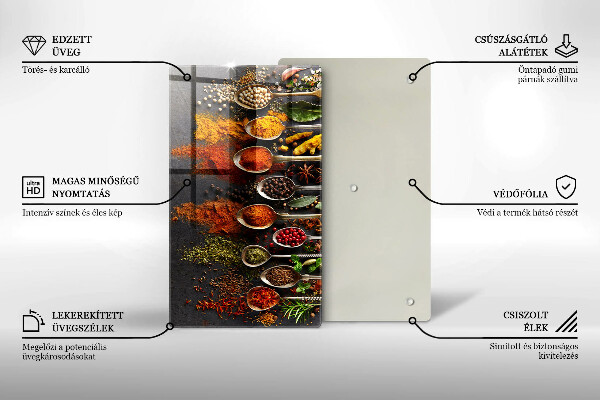 Deska kuchenna szklana Łyżki z przyprawami