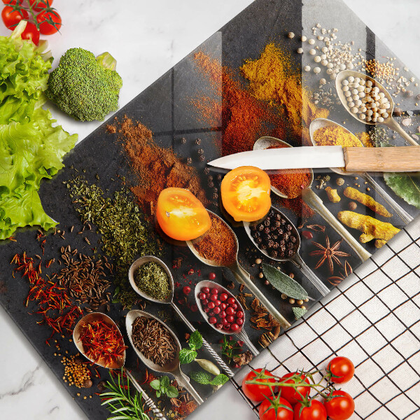 Deska kuchenna szklana Łyżki z przyprawami