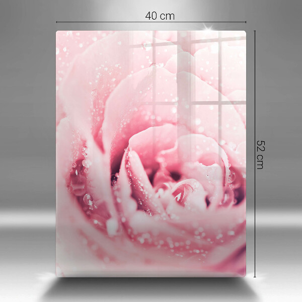 Deska kuchenna szklana Krople rosy i kwiat róży