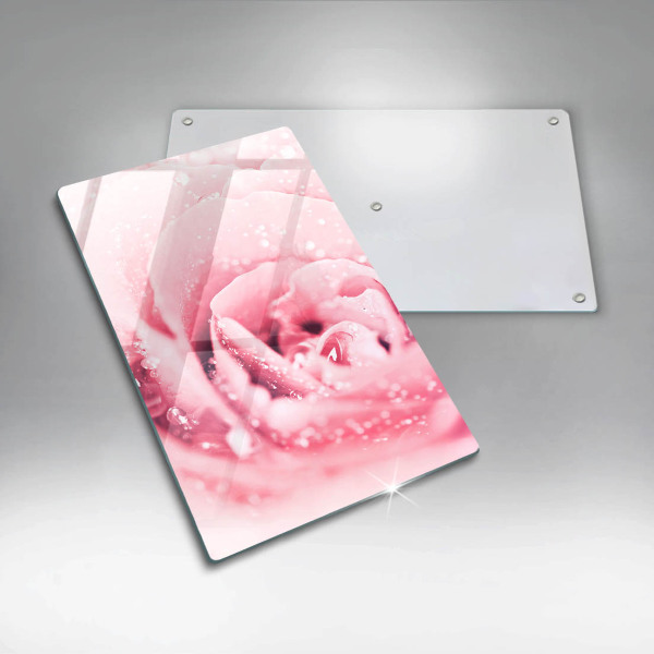 Deska kuchenna szklana Krople rosy i kwiat róży
