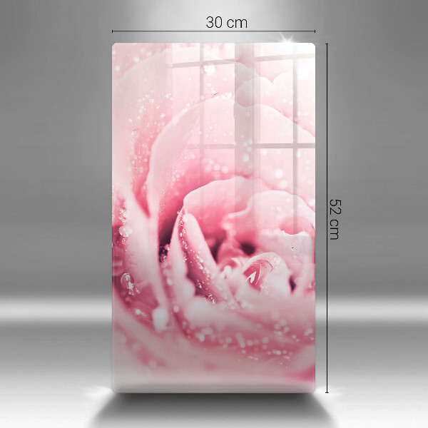 Deska kuchenna szklana Krople rosy i kwiat róży