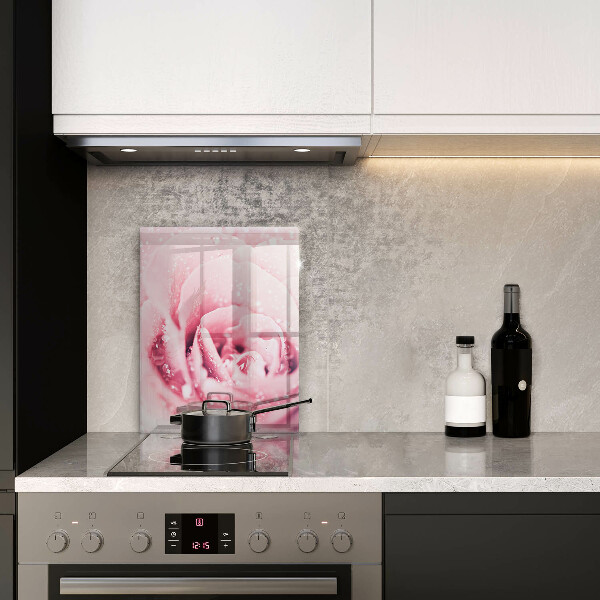 Deska kuchenna szklana Krople rosy i kwiat róży