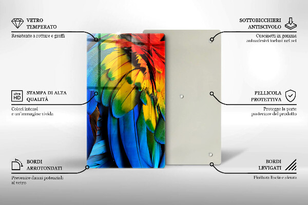 Deska kuchenna szklana Barwne pióra papugi