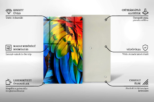 Deska kuchenna szklana Barwne pióra papugi