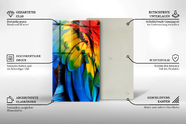 Deska kuchenna szklana Barwne pióra papugi