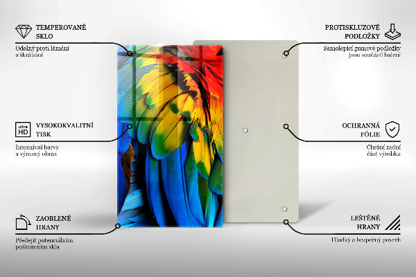 Deska kuchenna szklana Barwne pióra papugi