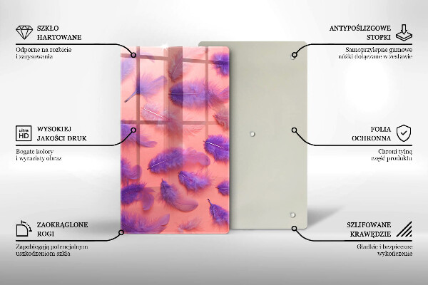 Deska kuchenna szklana Puchate piórka