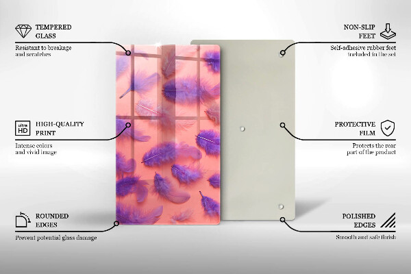 Deska kuchenna szklana Puchate piórka