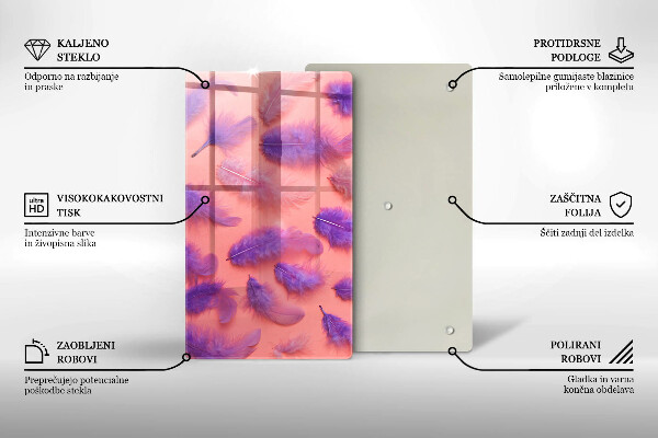 Deska kuchenna szklana Puchate piórka