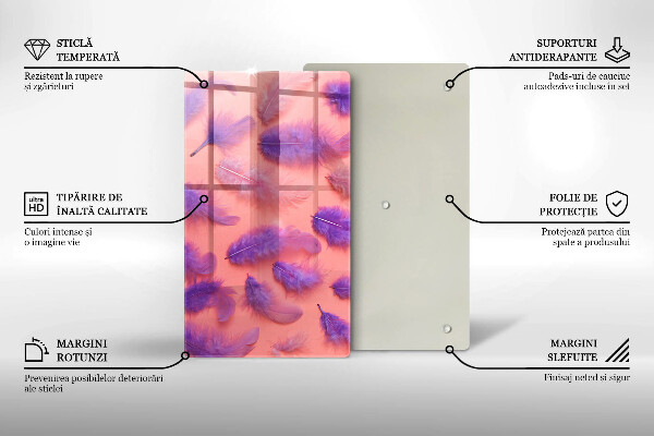 Deska kuchenna szklana Puchate piórka