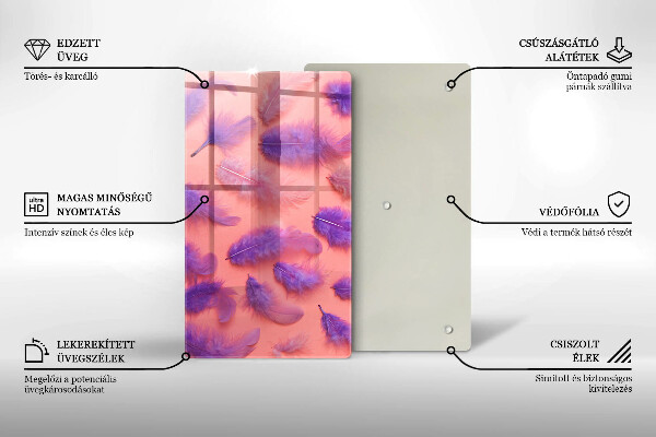 Deska kuchenna szklana Puchate piórka