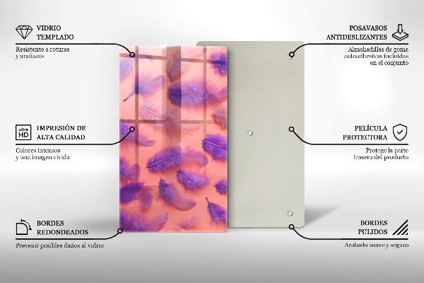 Deska kuchenna szklana Puchate piórka