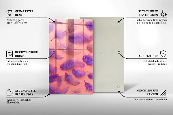 Deska kuchenna szklana Puchate piórka