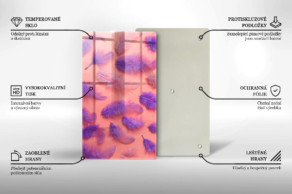 Deska kuchenna szklana Puchate piórka