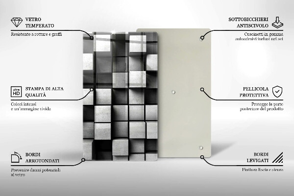 Deska kuchenna szklana Abstrakcja kwadraty 3D