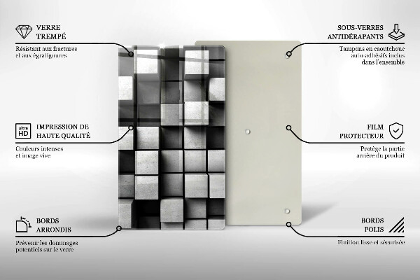 Deska kuchenna szklana Abstrakcja kwadraty 3D
