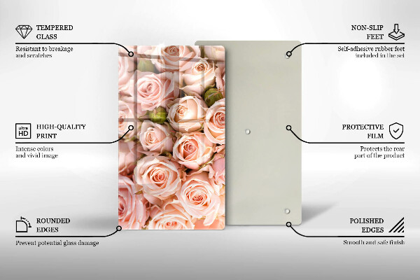 Deska kuchenna szklana Bukiet delikatne róże