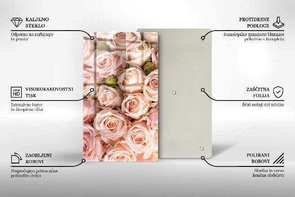 Deska kuchenna szklana Bukiet delikatne róże
